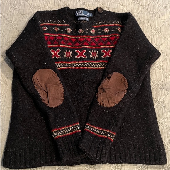 Ralph Lauren Sweaters - Ralph Lauren Black and Red Wool Sweater